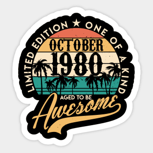 40th birthday gifts for men and women October 1980 gift 40 years Sticker